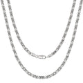 Last New Design Silver Stainless Steel Link Chain Byzantine Bracelet Men's Flat Necklace Byzantine Chain Bulk