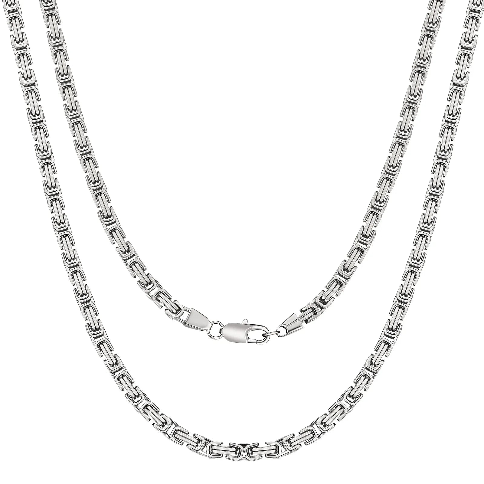 Last New Design Silver Stainless Steel Link Chain Byzantine Bracelet Men's Flat Necklace Byzantine Chain Bulk