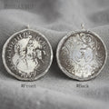 PM36891 Elizabeth the Second Horse Riding Coin Handmade Necklace Pendant Antique Silver Plated Jewelry Bag Keyring Charm