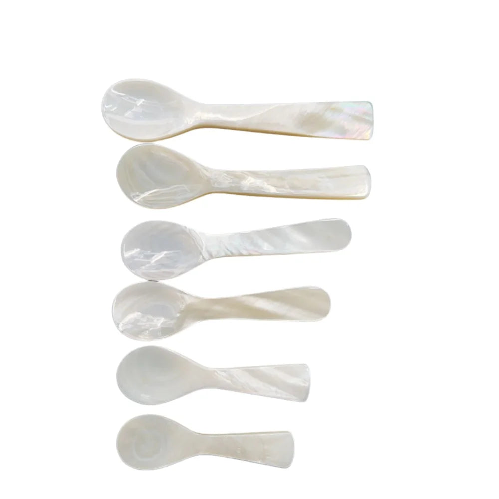 Wholesale High Quality Serving Honey Ice Cream Dessert Coffee Spoon 7cm Natural Small Pearl Caviar Shell Spoon