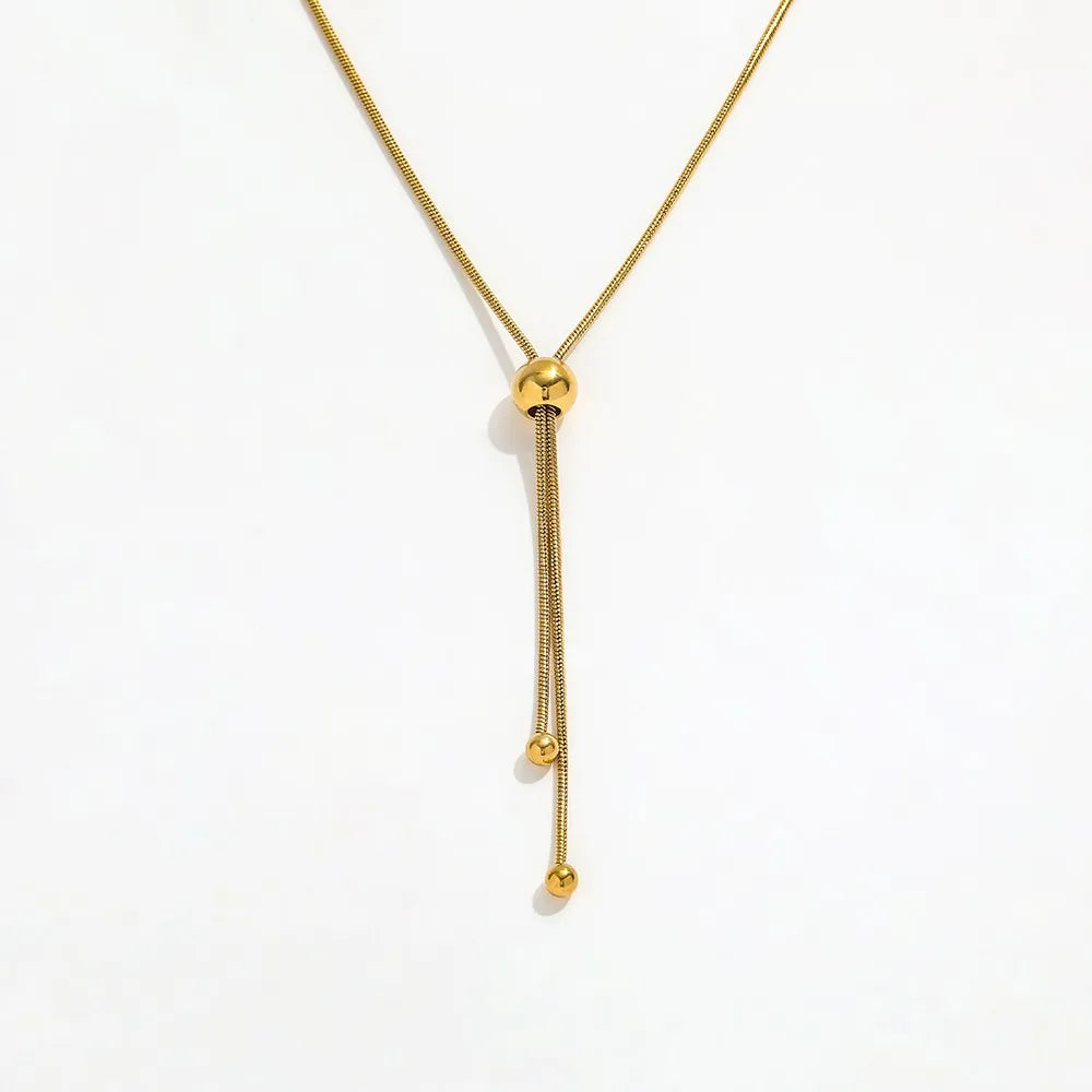 Joolim Jewelry 18K Gold Plated Adjustable Snake Chain Necklace Stainless Steel Jewelry Wholesale