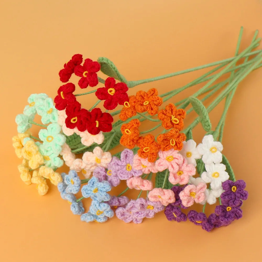 Handmade Flowers Knitted  Myosotis Sylvatica Artificial Flowers for Home Decoration Festival