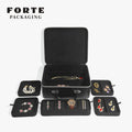 FORTE Luxurious Hot Selling Pu Leather Customized Size Travel Jewelry Box Organizer with Handle Watch Case Storage