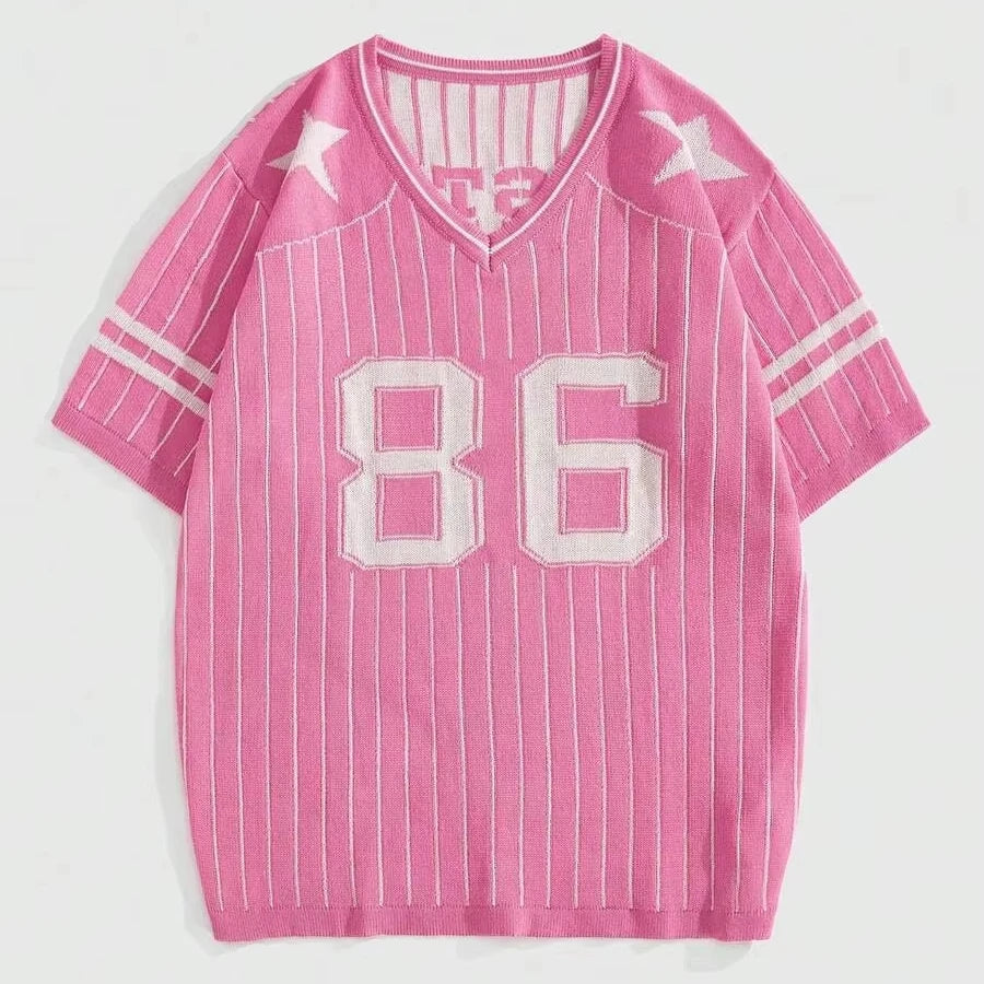 Custom Design Logo Short Sleeve Jacquard Football Jerseys Knit Pullover Top Sweater  Men Knitted Knitwear
