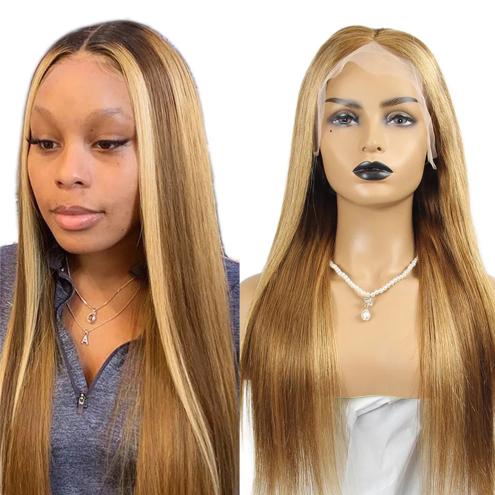 Wholeale4 27 Highlight Blonde Colored Human Hair Wigs Pre Plucked Transparent Swiss Free Wig Vendors Brazilian Human Hair Wigs MegaBDM