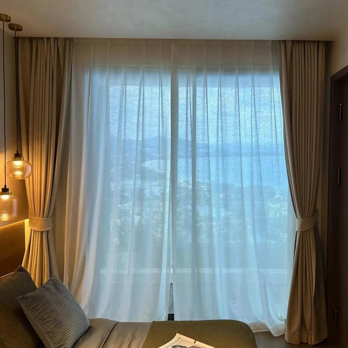 Blackout Pleated Pattern Curtains for Living Room Hotel and Home Use Woven Ladder Rope Design Curtains