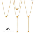 New Design Custom Stainless Steel 18K Gold Plated Women Charms Double Layer Round Beads Small Pendant Necklace
