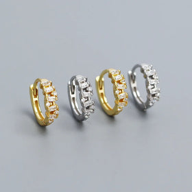 Beautiful Design 925 Sterling Silver Earrings Gold/Silver Luxury Zircon Hoop Earrings for Women