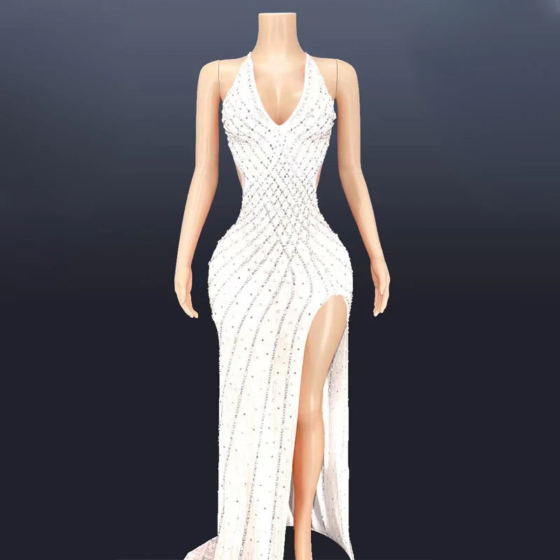 Sexy Robe De Mariage Mode 2022 Club Party Dress Black Rhinestone Dress Wedding Birthday Stage Show Vestido De Gala