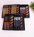 Personalized Custom Bamboo Wooden Chinese Snack Chopsticks with Rest Reusable Sushi Japanese Korean Chopsticks Gift Set