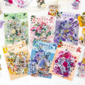 Pack of 30 Pet Gold Foil Stickers Tea Party Notes Series Flower Hand Account Material for Collage Decoration 6 Models