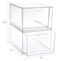 2 Pcs Pack Rectangle PET Clear Stackable Desk Drawer Storage Organization Box for Office Home Toiletries Supplies