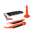 3pcs Orange Silicone Spatulas & Caulking Nozzle and 1 Black Caulk Remover Glass Glue Angle Scraper