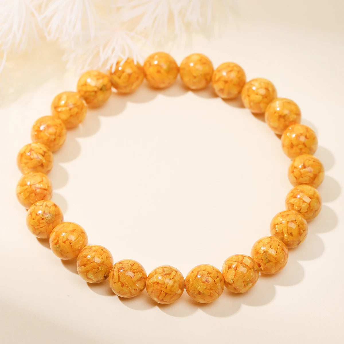 JD GEMS Free Sample Raw Ore Granules Stones Beads Natural Yellow Cinnabar Bracelet for Couple Anniversary