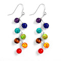 Fashion 6mm Tiger Eye Turquoise Quartz Amethyst Beads Real Natural Stone 7 Chakra Earring Jewelry for Woman