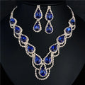 Fashion Glamour Bridal Earring Necklace Set Multicolor Crystal Rhinestone Jewelry Party Wedding Gifts Necklace for Women Girls