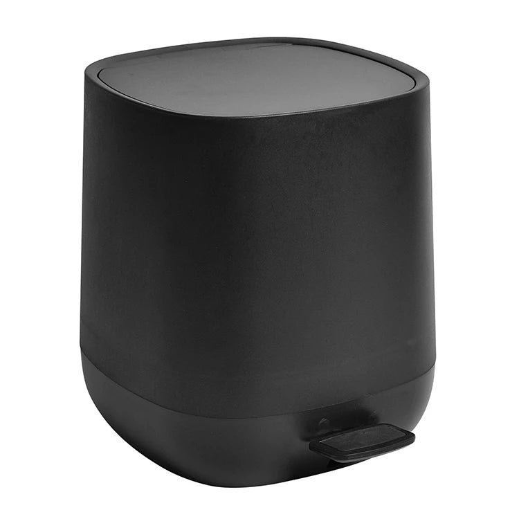 HANGSHAU Home Use 5l Black Apartment Bedroom Soft Close Slim Lid Square Pedal Plastic Trash Can