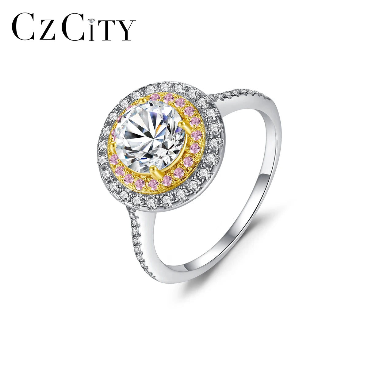 CZCITY Micro Zircon Silver Fashion Charm Designed Jewelry Engagement 925 Sterling Ring Woman