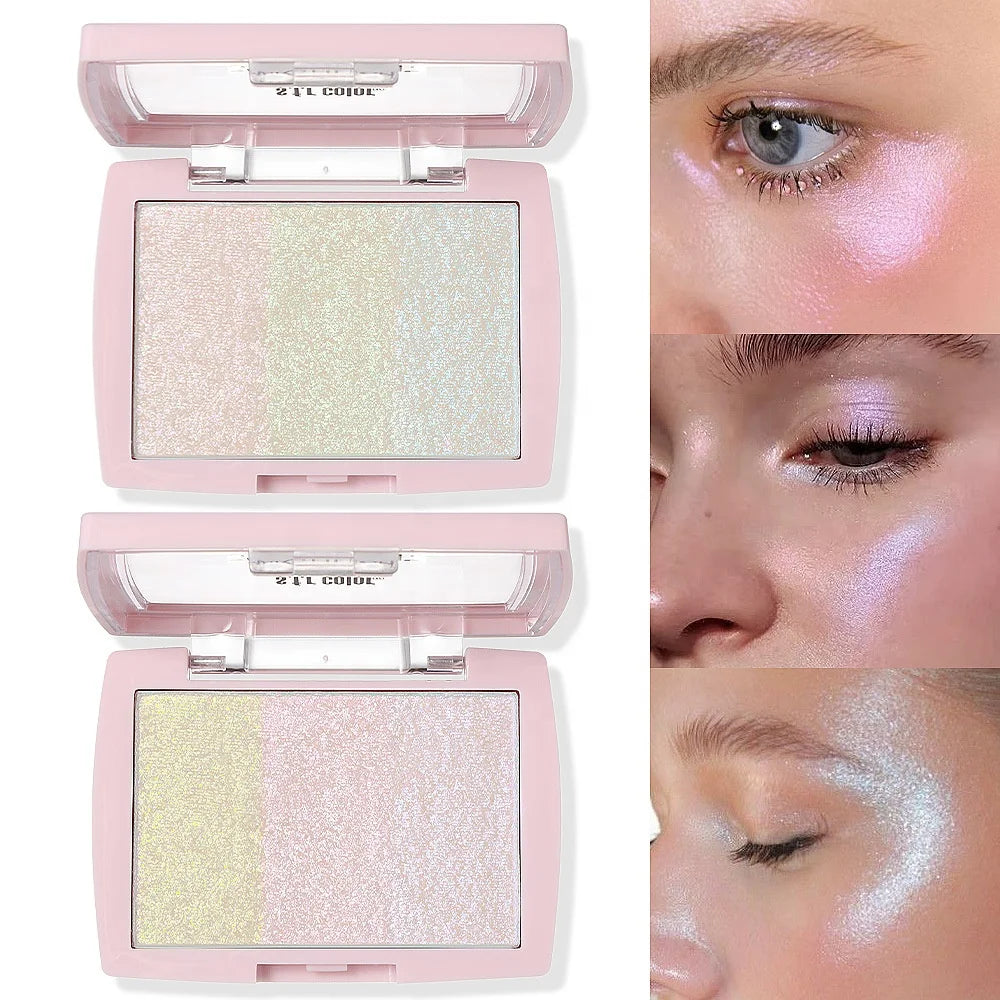 Brand New Shiny Makeup Highlight Palette Long Lasting Highlight Eyeshadow Powder 3-color Highlight Wholesale