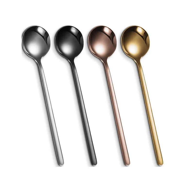 304 New 13/15/17cm Long Handle Spoon Dessert Coffee Ice Cream Spoons Stainless Steel Tea Spoon
