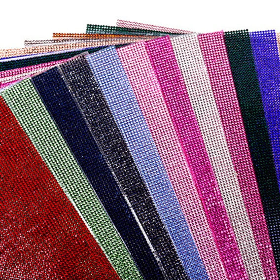 Yantuo SS6/SS8 2mm  24x40cm Glass  Self Adhesive Rhinestones Sheets Stickers Crystal Rhinestone Fabric for Shoes Decoration