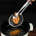 Multi-Functional Eco-Friendly Silver Stainless Steel Kitchen Tongs Metal Oil-Frying Filter Fried Food Clip Spoon Cooking BBQ 50g
