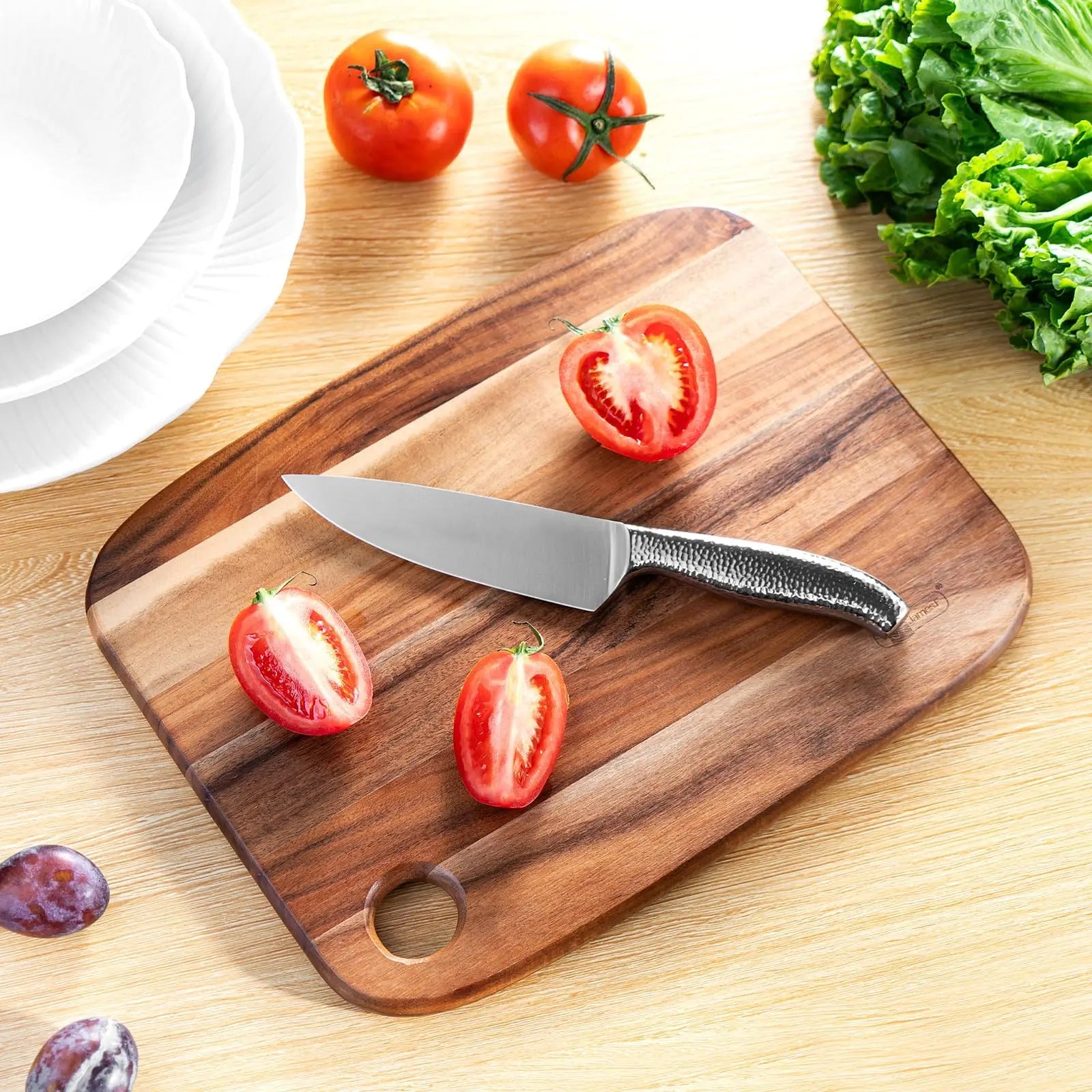Custom Heavy-Duty Acacia Wood Bamboo Cutting Board with Hanging Hole Kitchen Serving Boards for Meat and Bread Chopping