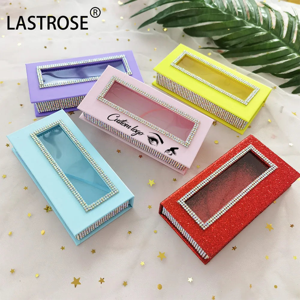 OEM Lash Box with Rhinestone Wholesale Eyelash Packaging Box OEM Eyelash Packaging with logo