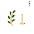 Zoor Titanium Marquise Gemstone Earring Studs Cartilage Piercing Labret Custom Size Navel Body Jewelry with Gold Plating F136