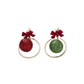 Red Green Christmas Tree Earrings Snowflake Glitter Alloy Resin Paint Pendant Drop Earring Christmas Jewelry Gifts 2021