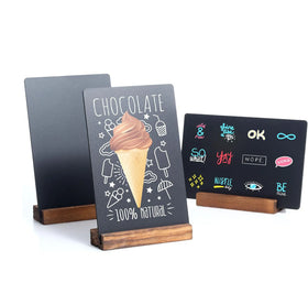 Menu Chalkboard Stand Tabletop Chalkboard with Wood Base Double-Sided Chalkboard Sign for DIY Home Decoration