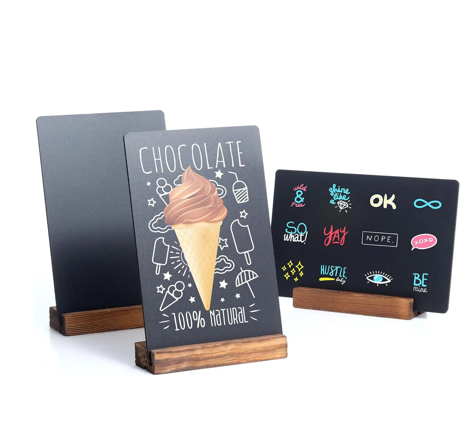 Menu Chalkboard Stand Tabletop Chalkboard with Wood Base Double-Sided Chalkboard Sign for DIY Home Decoration