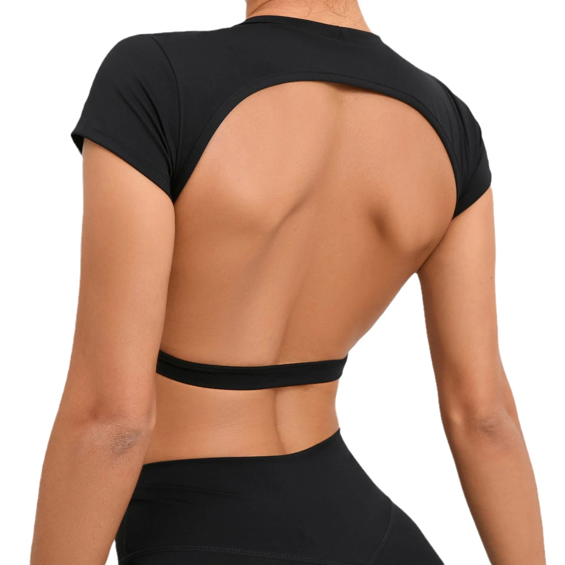 High   Crop Tops for Women  Quick Dried Backless  Yoga Top Outdoor Running Fitness Backless  T-Shirt