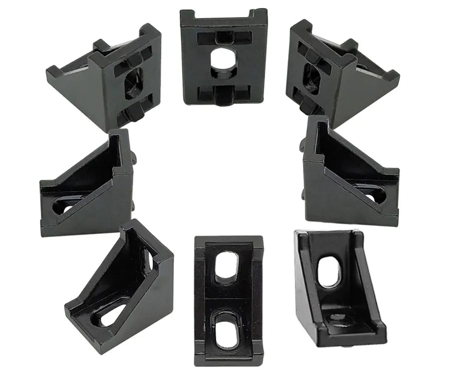 Black 20 Series Aluminum Profile Connector Set Corner Bracket for Slot 6mm 2020 Aluminum Rail Accessories