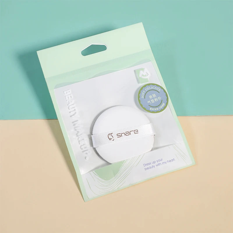 Round Loose Powder Makeup Puff Face Thick Soft Cotton Private Label Cosmetic Finger Velour Velvet Round Powder Puff
