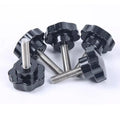 Black Star Handle Screws with External Threads Plastic Adjustable Knobs with Metal Studs M4M5M6M8