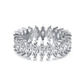 925 Sterling Silver White Gold Plated Eternity Marquise Shape Cubic Zirconia Eternity Stackable Ring Band for Women