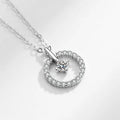 2023 Korean Shinny Jewelry 925 Sterling Silver Crystal Necklace Geometric Cubic Zircon Round Pendant Necklace for Women
