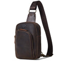 HUMERPAUL Full Grain Leather Chest Bag for Men Vintage Casual Crossbody Pack for Work Handmade Male Side Bags Travel Sling Bag