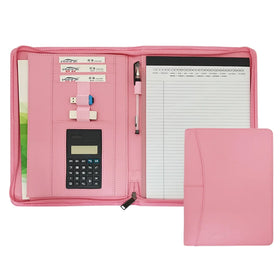 ModernQiu A4 Size Custom PU Leather Business Portfolio Pink Custom Padfolio Folder No Minimum Custom Filing Products