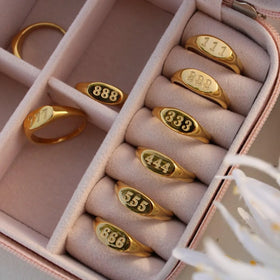 Angel Number Ring 111-999 Engraved Numbers 18k Gold Stainless Steel Waterproof Rings Men Women Jewelry