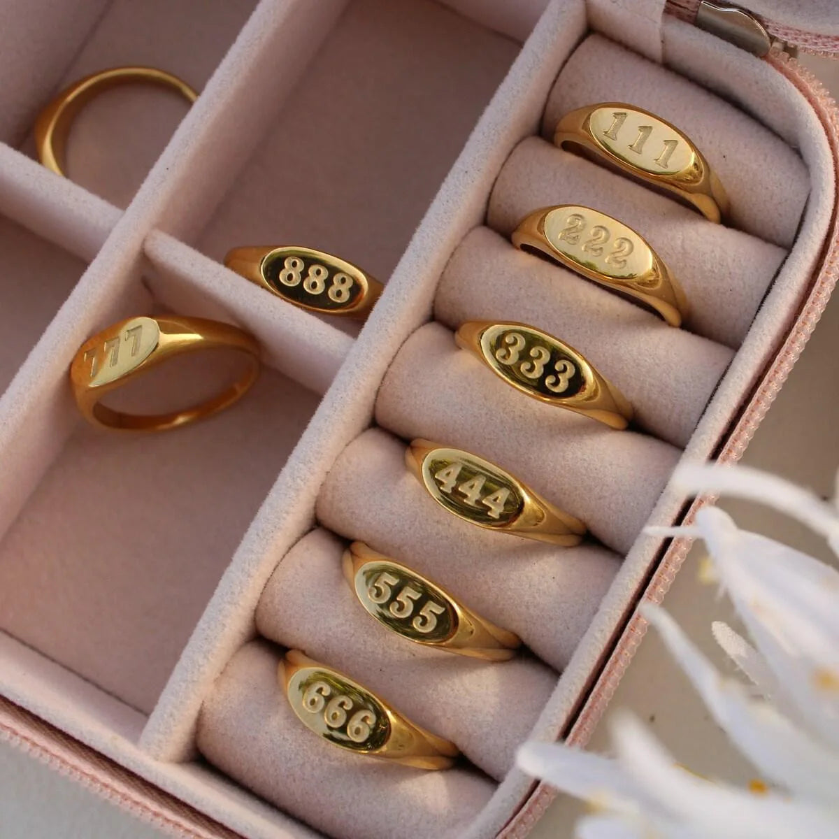 Angel Number Ring 111-999 Engraved Numbers 18k Gold Stainless Steel Waterproof Rings Men Women Jewelry