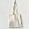 Casual Lightweight Knitted Solid Color Shoulder Tote Bag for Women Boho Style Beach Hobo Handbag Portable Shopping