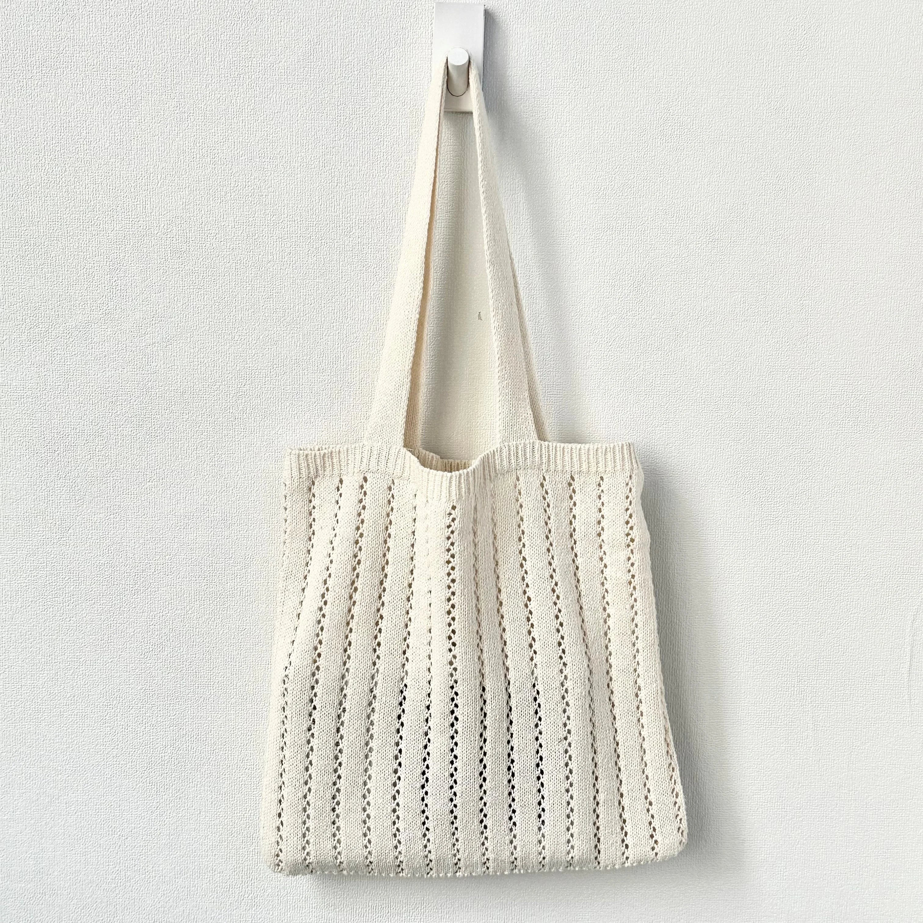 Casual Lightweight Knitted Solid Color Shoulder Tote Bag for Women Boho Style Beach Hobo Handbag Portable Shopping