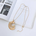 TongLing Necklace New Arrivals Long Sweater Chain Double Layer Irregular Moon Shape Pendant Necklace