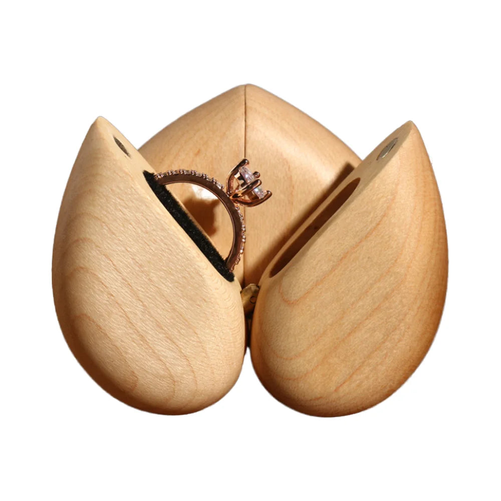 Heart Shaped Love Wooden Ring Gift Box Elegant Wood Wrapping for Special Occasions MegaBDM