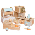 Montessori Wooden Object Permanence Box with Tray Three Balls Educational Toys 5-7 Years