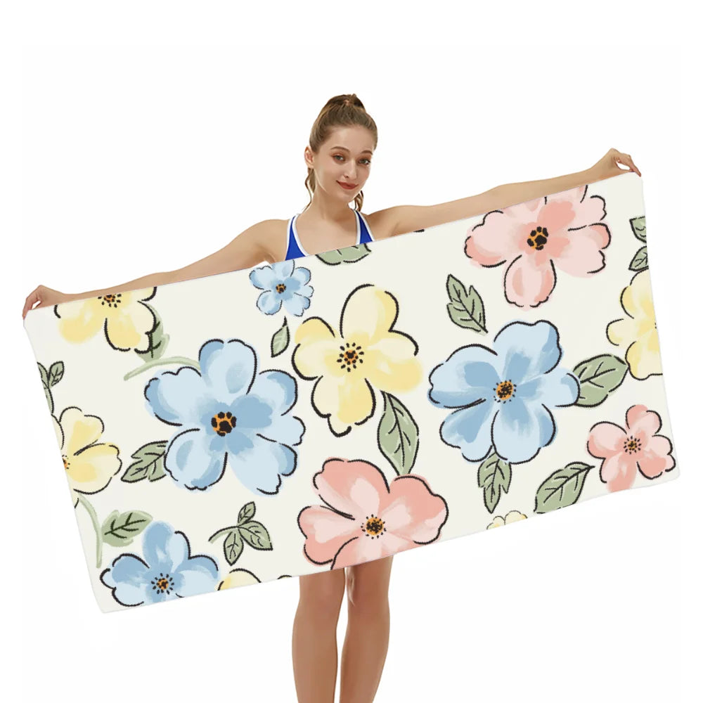 Custom Printed Logo Super Absorbent Quick Dry Microfiber Light Weight Sand Free Custom Print Beach Towel