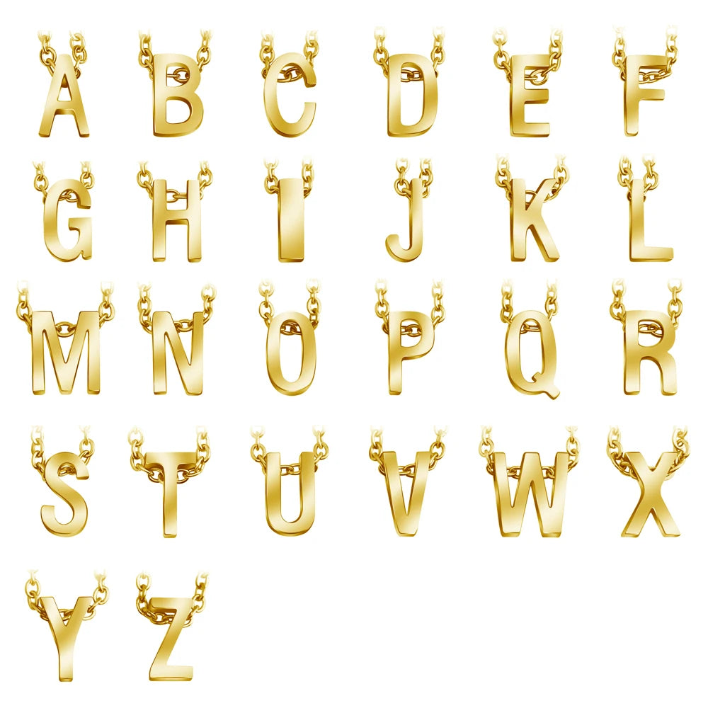 Wholesale High-Quality Stainless Steel  Initial Alphabet Letter Pendant Necklace
