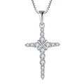 2025 New Fashion Hot Selling 925 Sterling Silver CZ Zircon Bling Cross Pendant Necklace Rhodium Plated for Engagement